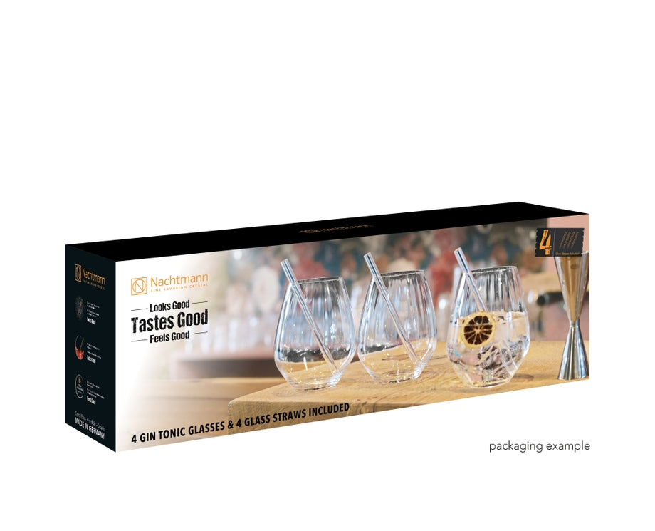 Nachtmann TASTES GOOD Gin Tonic-Gläser + Glastrinkhalme 4er Set