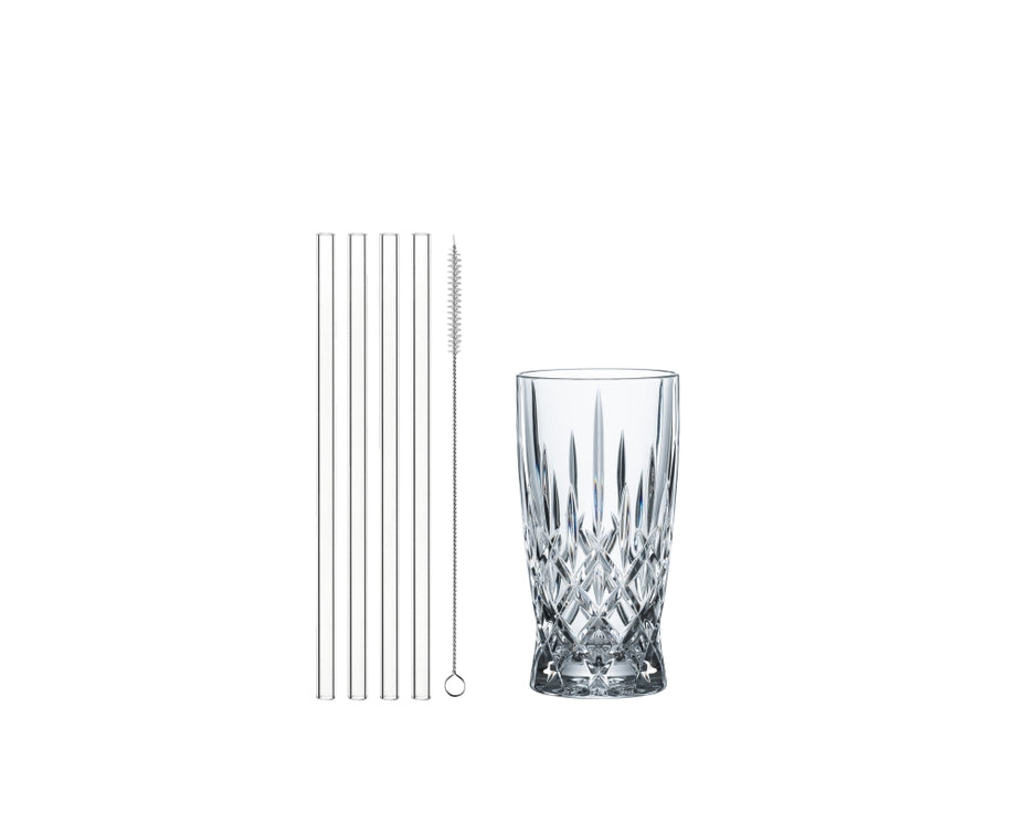 Nachtmann NOBLESSE Latte Macchiato-Gläser + Glastrinkhalme 4er Set
