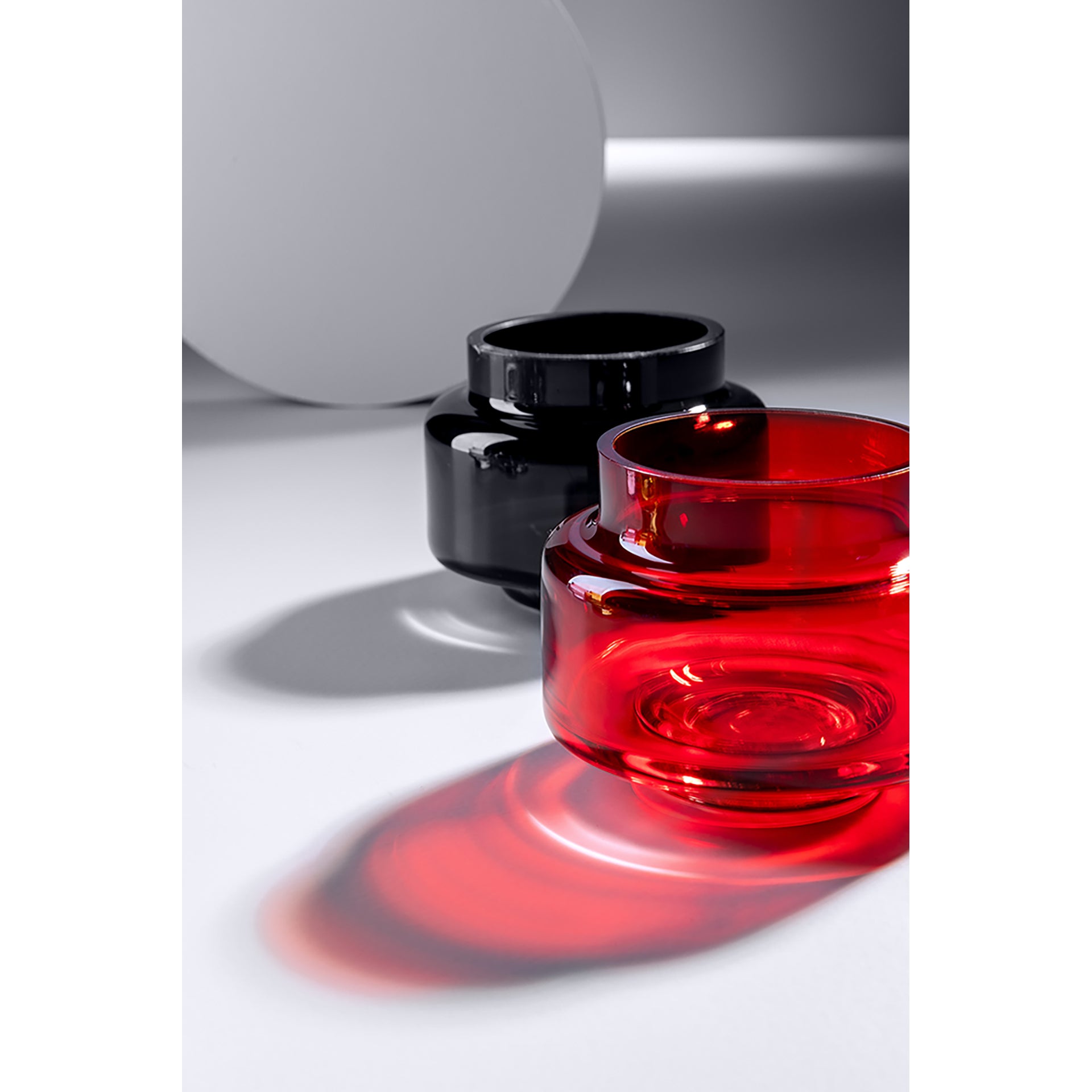 Fink Studio NICE ONE Teelichthalter Glas 2er set rot, schwarz