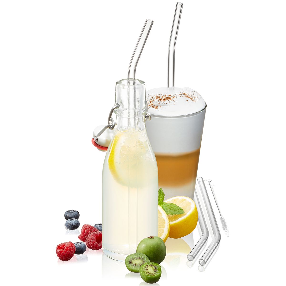 Gefu Glastrinkhalm Future transparent 23 cm 4er Set