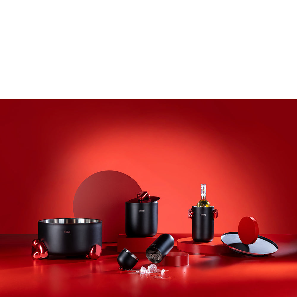 Fink Studio POP ART Cocktailshaker pulverbeschichtet matt rot schwarz 23cm