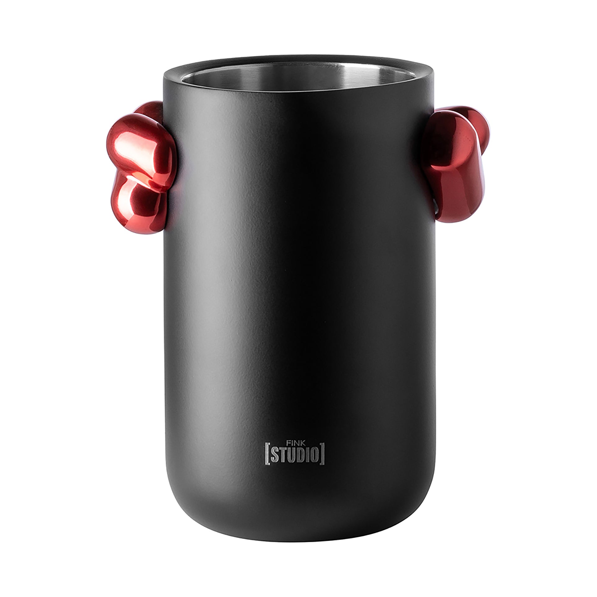 Fink Studio POP ART Weinkühler pulverbeschichtet matt, rot schwarz h:20cm
