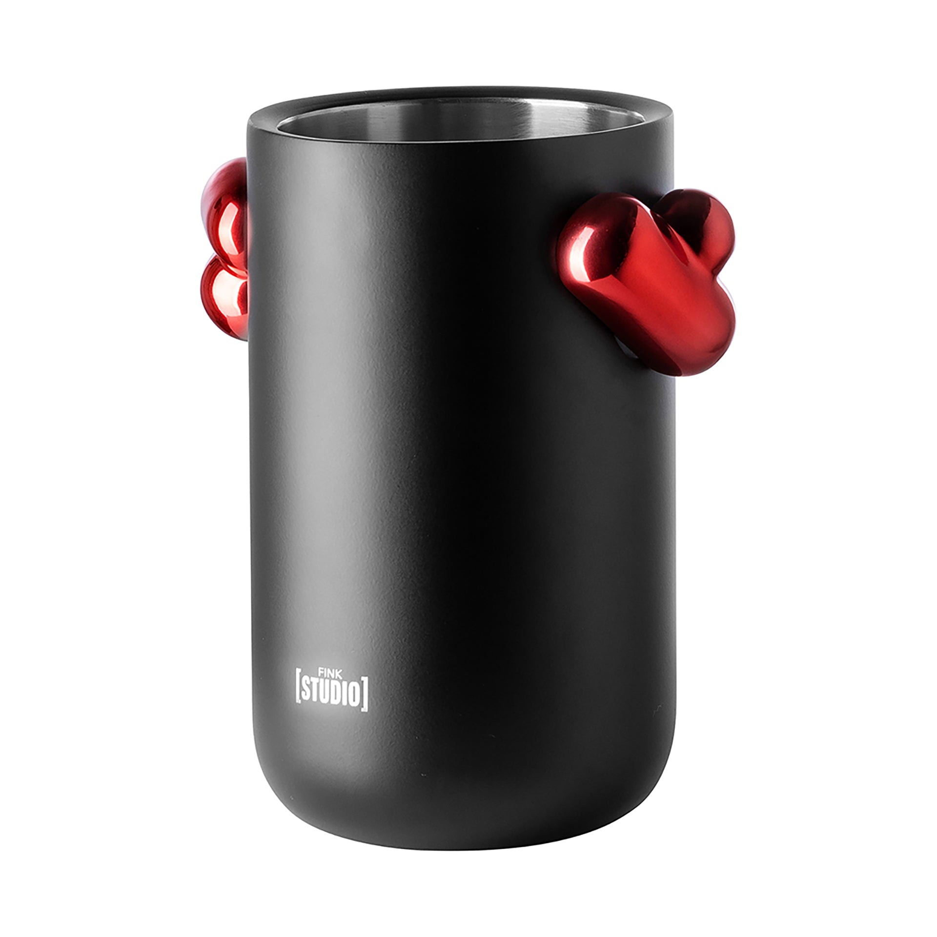 Fink Studio POP ART Weinkühler pulverbeschichtet matt, rot schwarz h:20cm