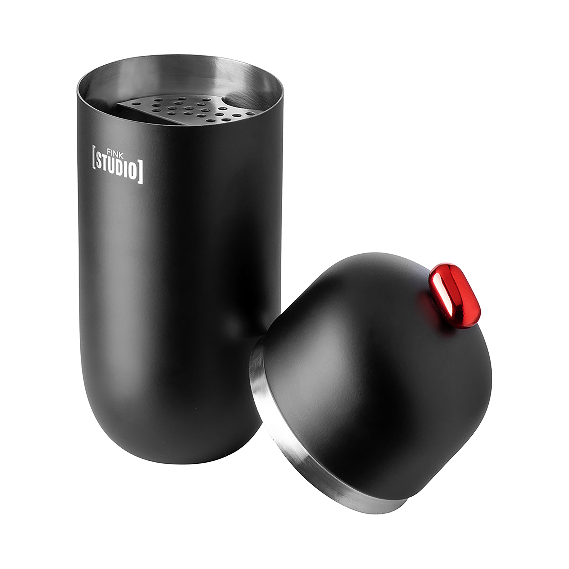 Fink Studio POP ART Cocktailshaker pulverbeschichtet matt rot schwarz 23cm