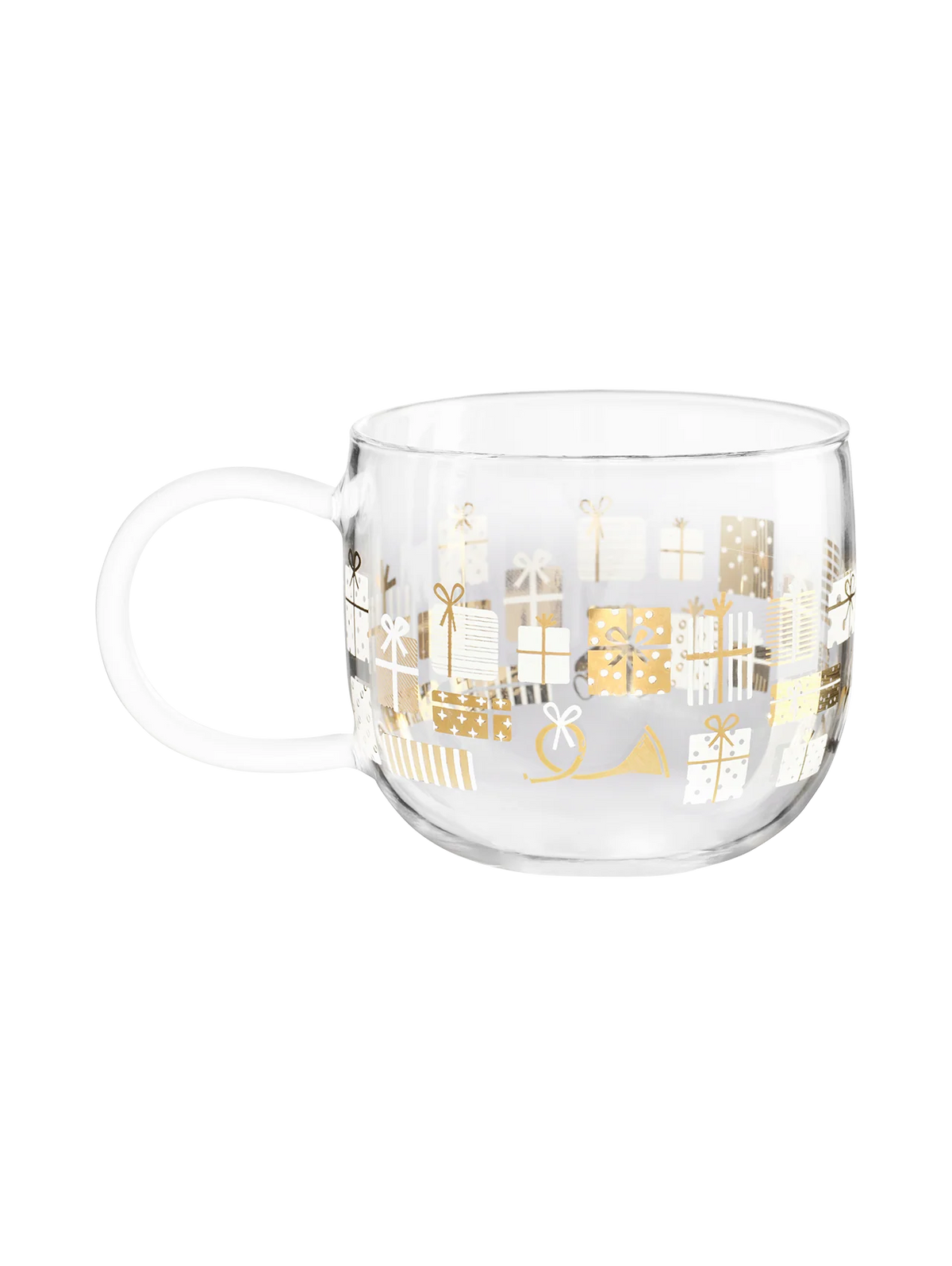 Glas mit Geschenkmotiv