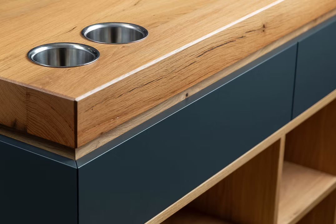 bulbaum "handgemaach" Kücheninsel "kichen woan"