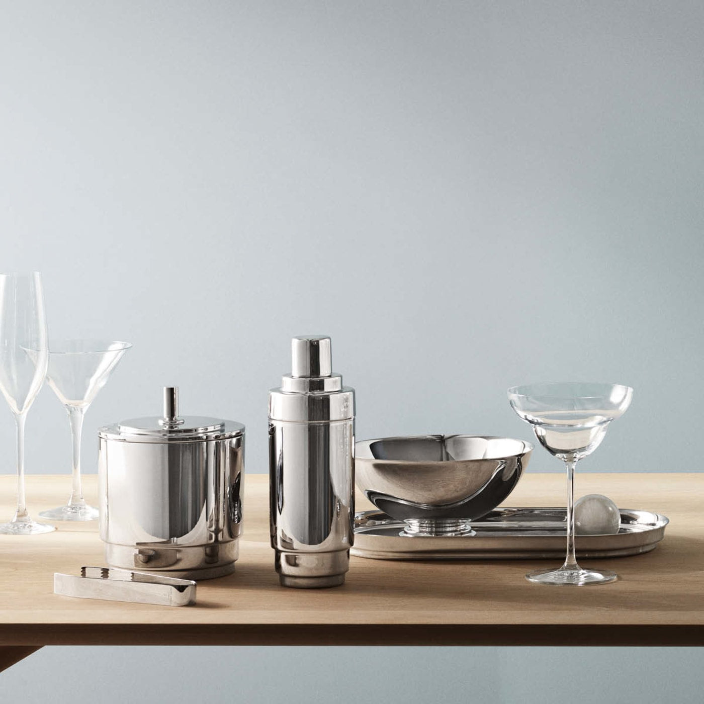 Georg Jensen Manhattan Eiskübel mit Zange
