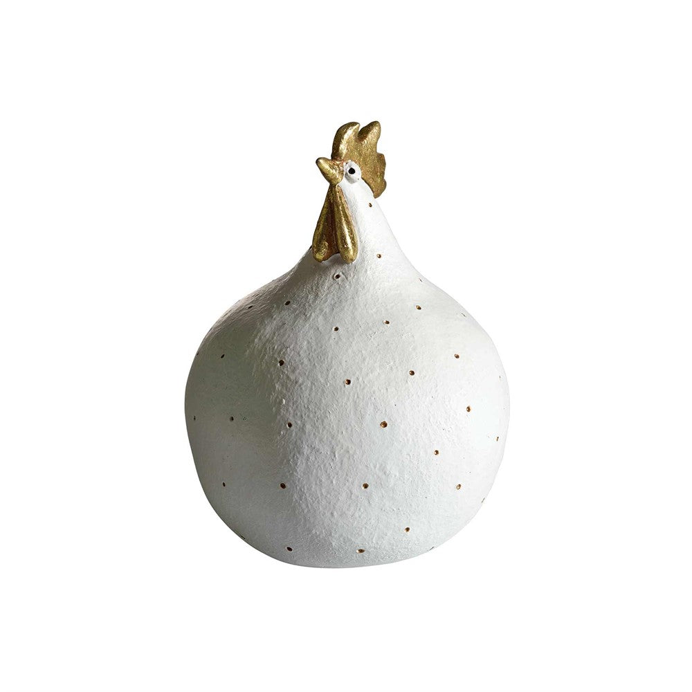 Höna Hen Glamour weiß/gold 13cm