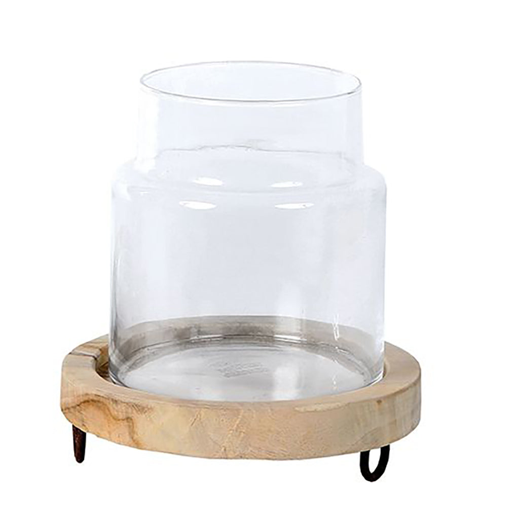 WMG Windlicht Teakholz unfinish, h 25cm d25cm