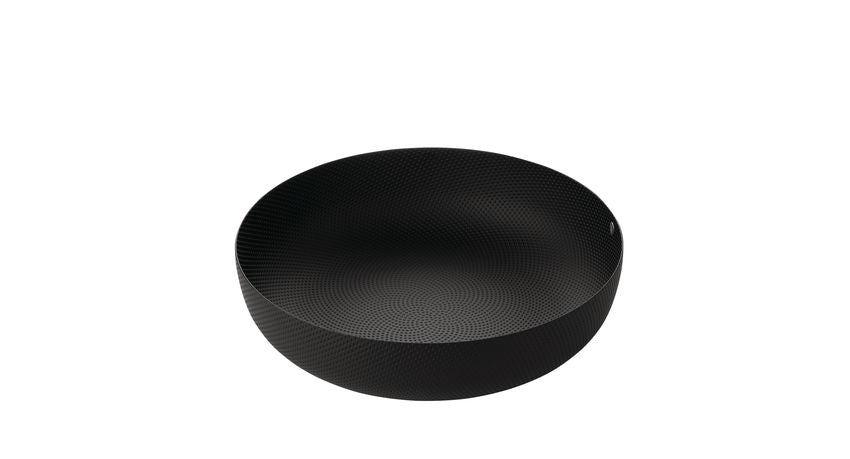 Alessi Korbschale, schwarz mit Reliefdekor, epoxidharzlackiert ⌀24cm