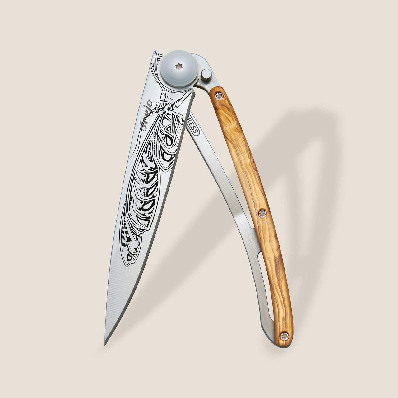 Deejo Taschenmesser 37g Olivenholz Schmetterling