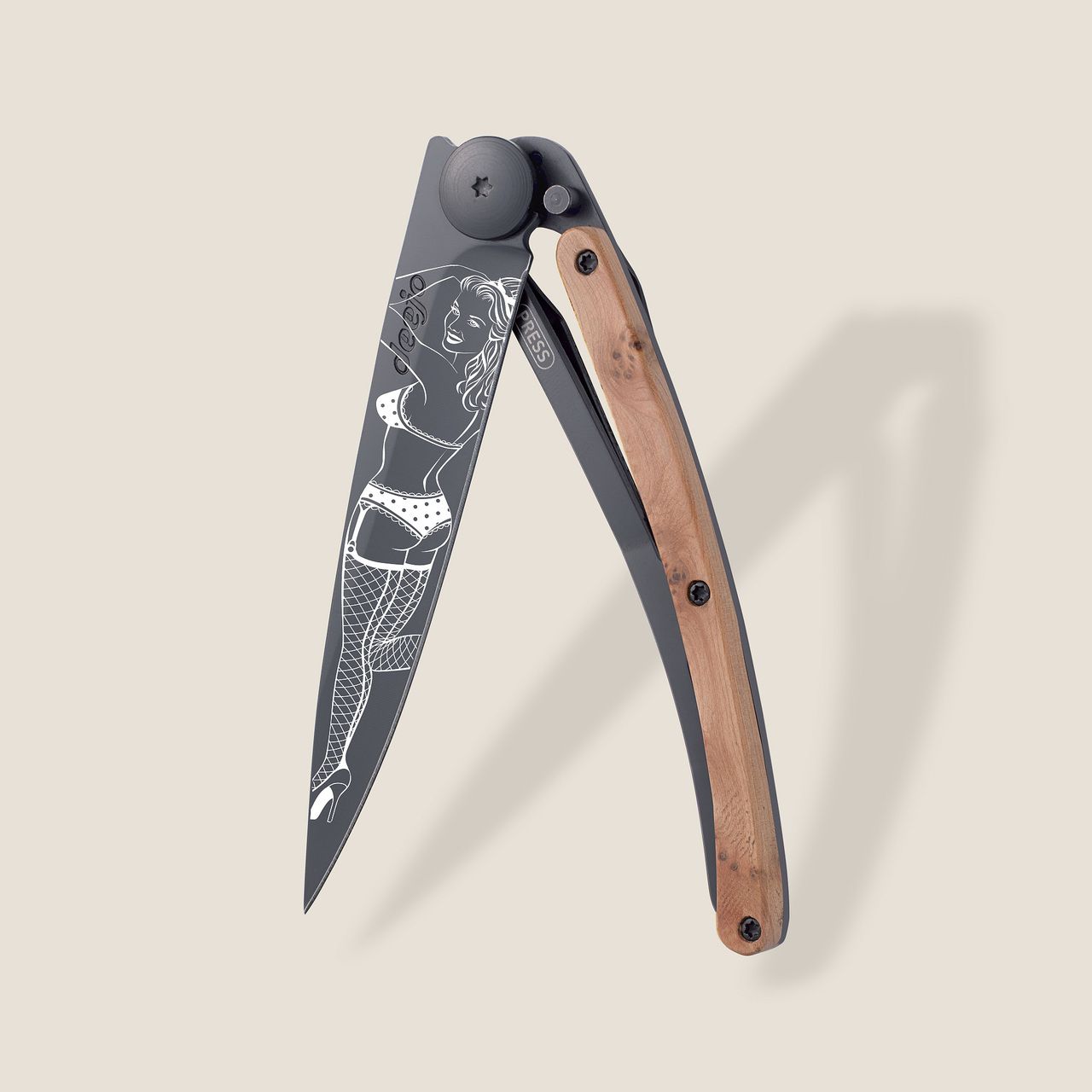 Deejo Taschenmesser 37g Wachholderholz Pin up