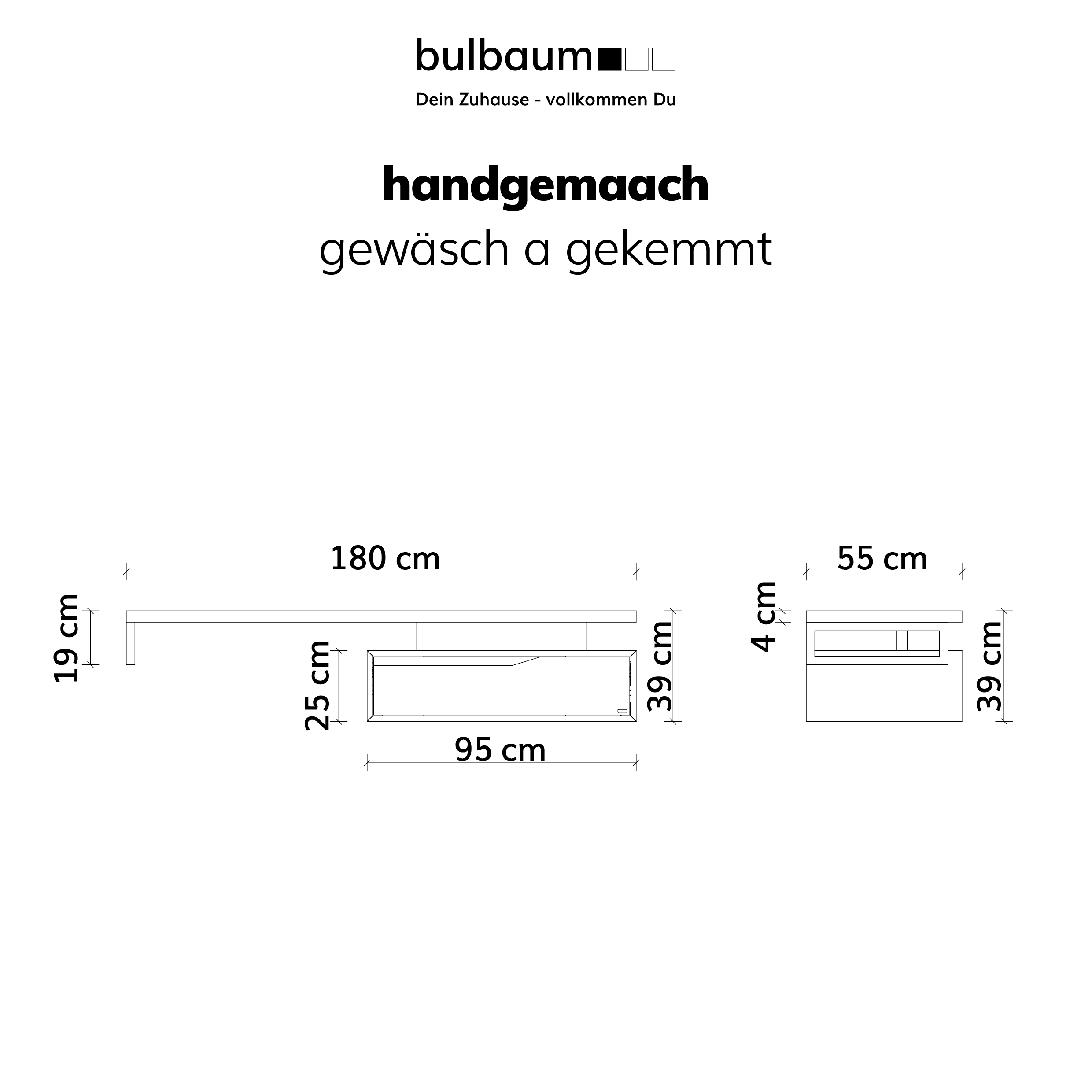 bulbaum "handgemaach" Badmöbel "gewäsch a gekemmt"