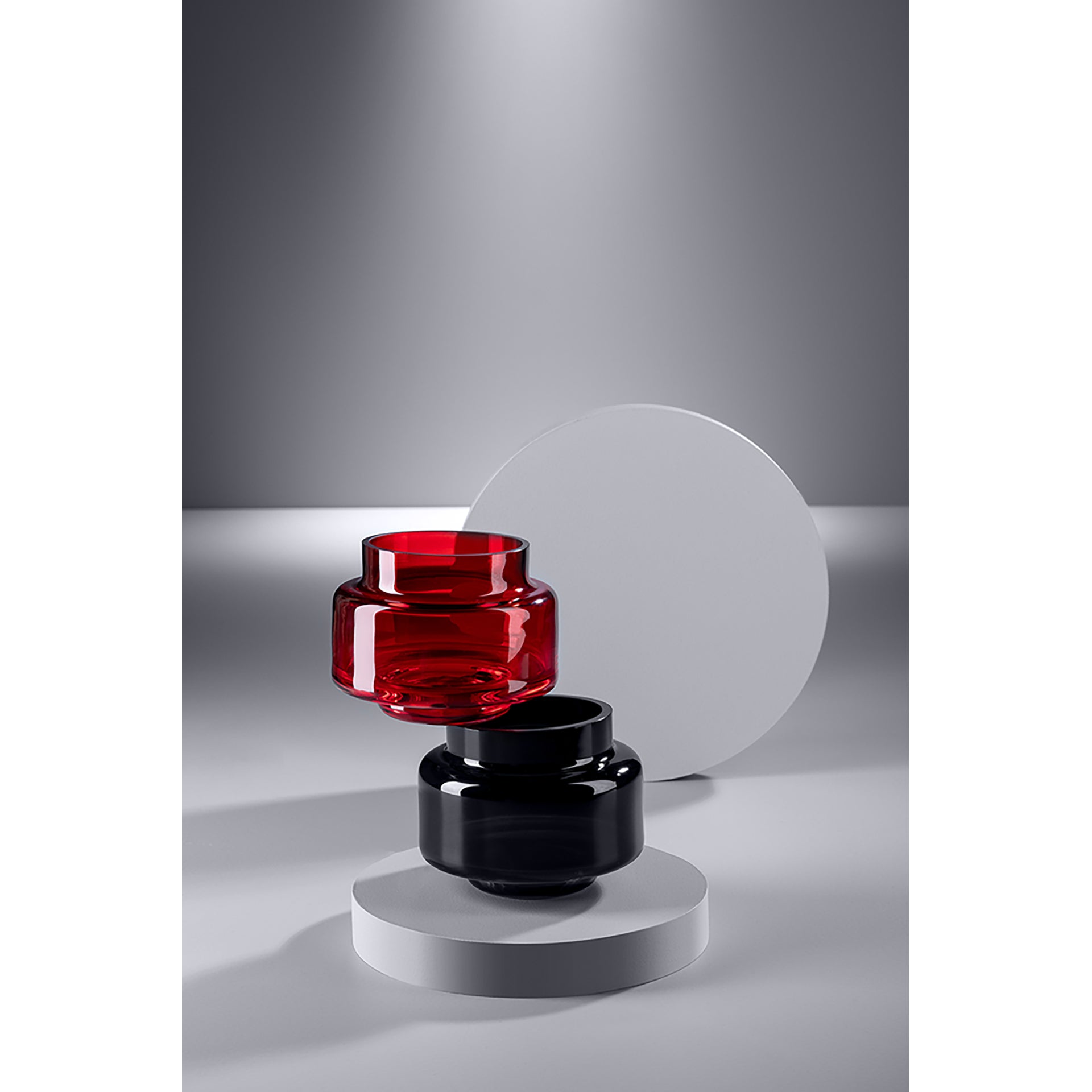 Fink Studio NICE ONE Teelichthalter Glas 2er set rot, schwarz