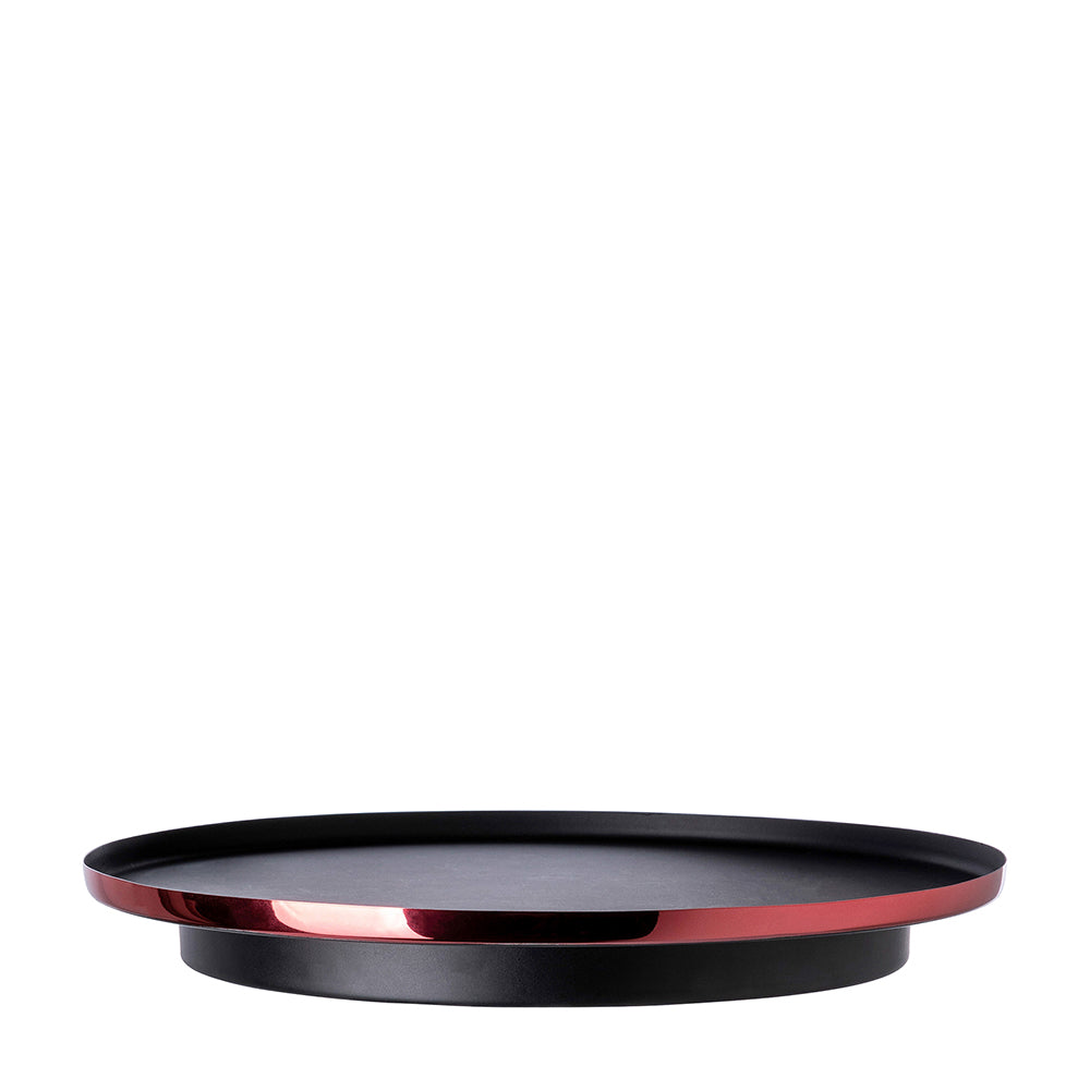 Fink Studio POP ART Tablett pulverbeschichtet, matt rot schwarz ⌀30cm