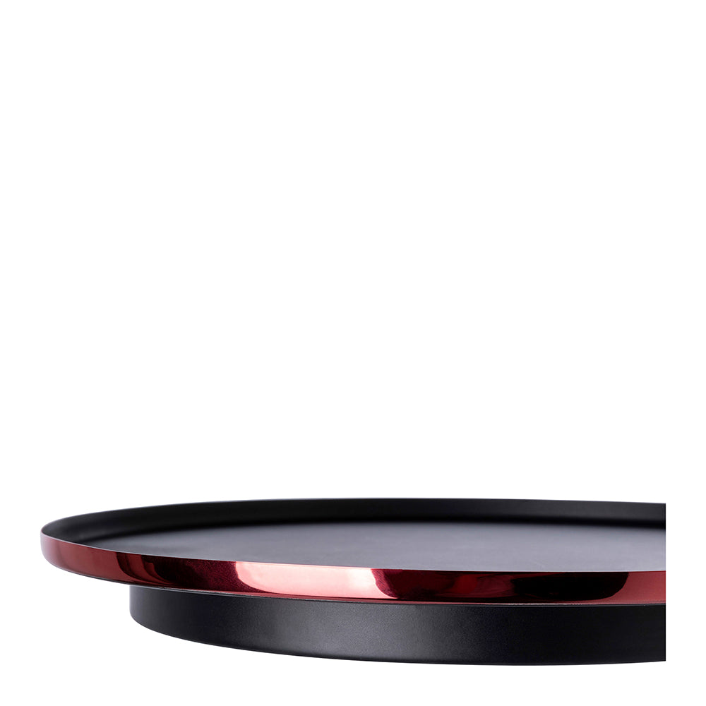 Fink Studio POP ART Tablett pulverbeschichtet, matt rot schwarz ⌀30cm