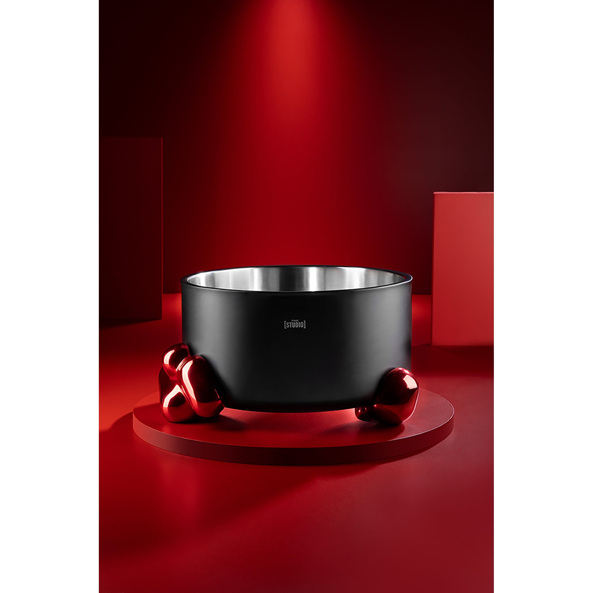 Fink Studio POP ART Punchbowl pulverbeschichtet matt, rot schwarz ⌀32cm