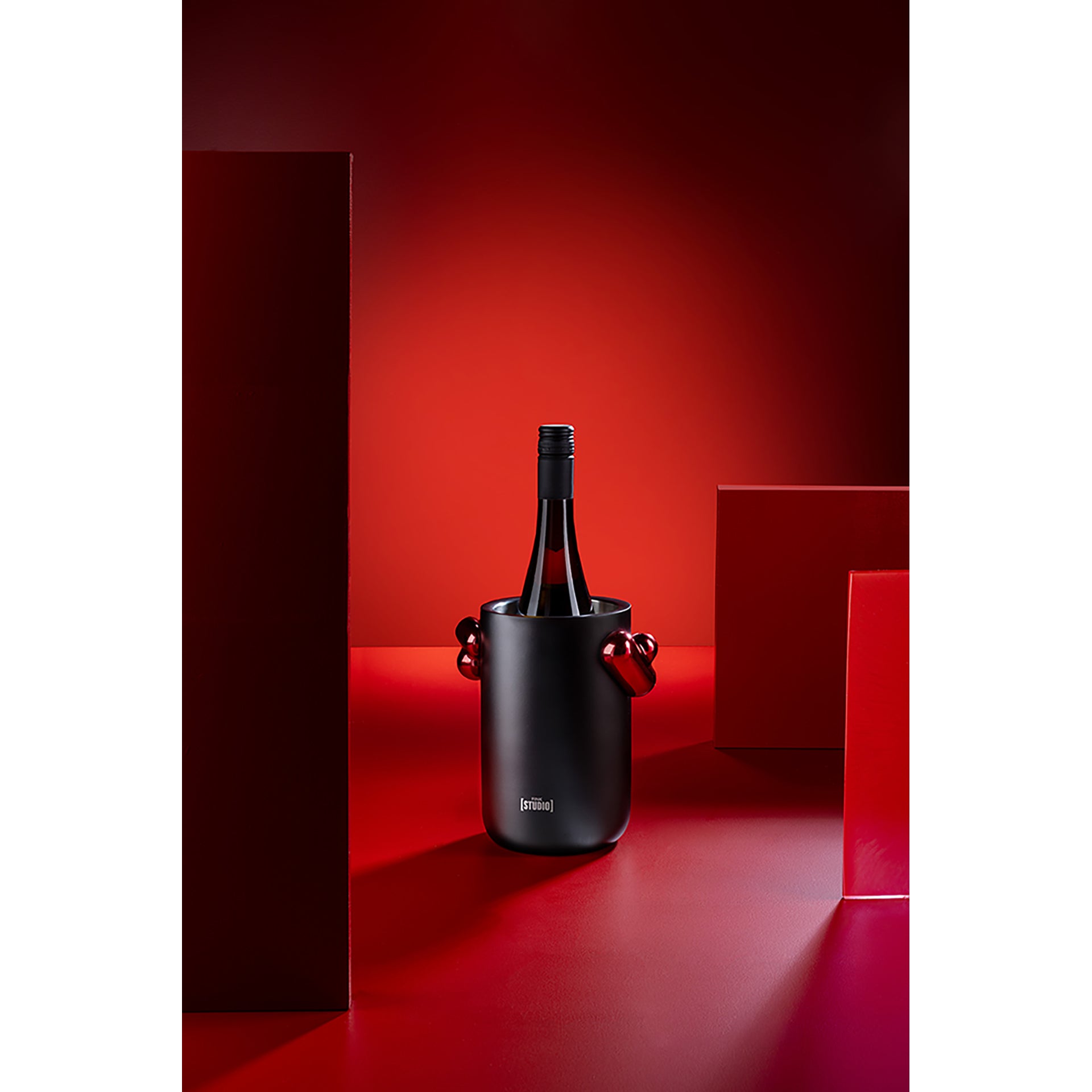 Fink Studio POP ART Weinkühler pulverbeschichtet matt, rot schwarz h:20cm