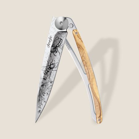 Deejo Taschenmesser 37g hochglanz Olivenholz Biene