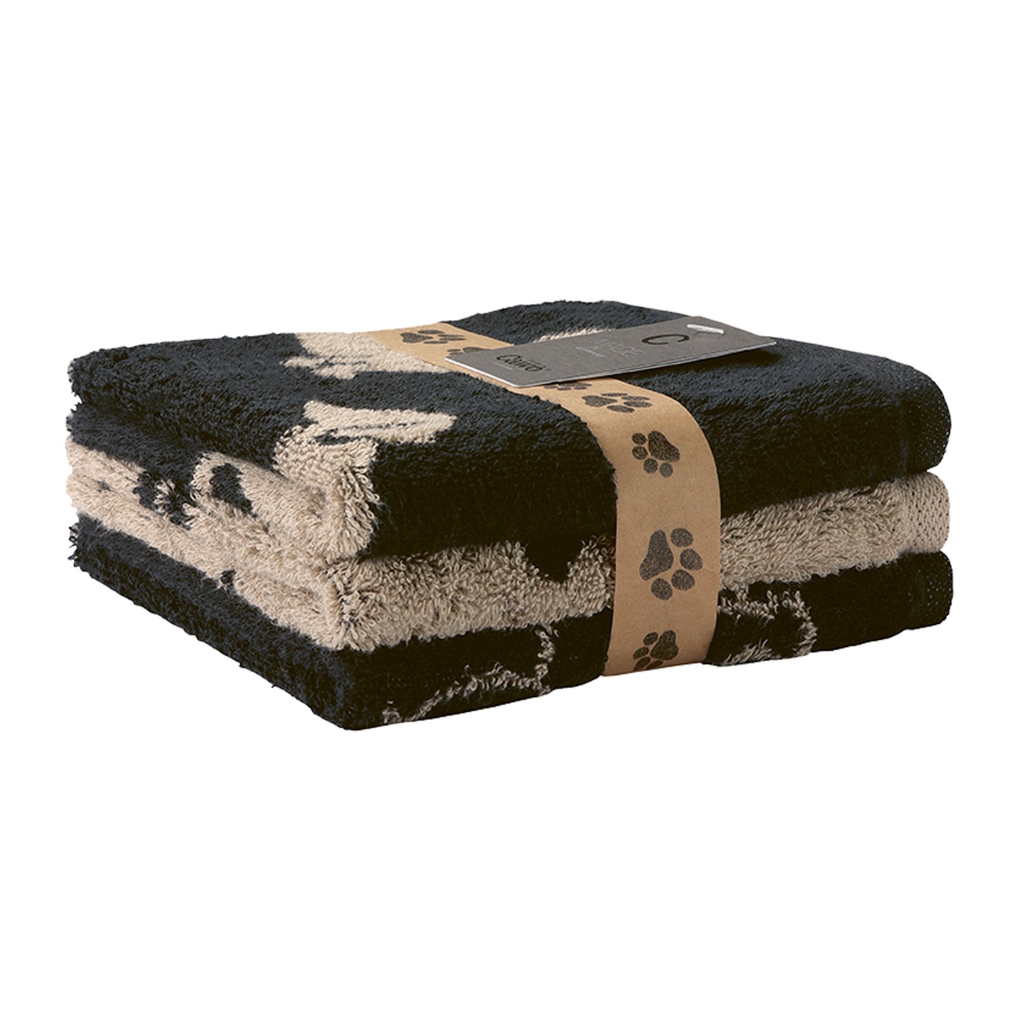 Cawö Seiftücher 3er Set Natur/ Pfoten 30x30cm, 100% Baumwolle