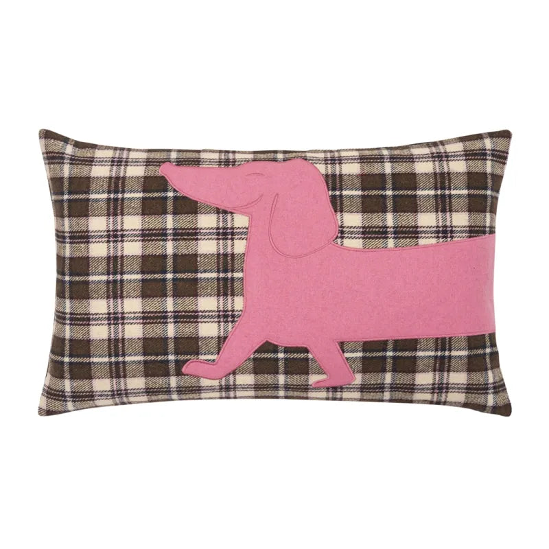PAD Kissenhülle Tartan Dog 2er Set, brown-pink, 30x50cm