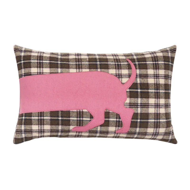 PAD Kissenhülle Tartan Dog 2er Set, brown-pink, 30x50cm