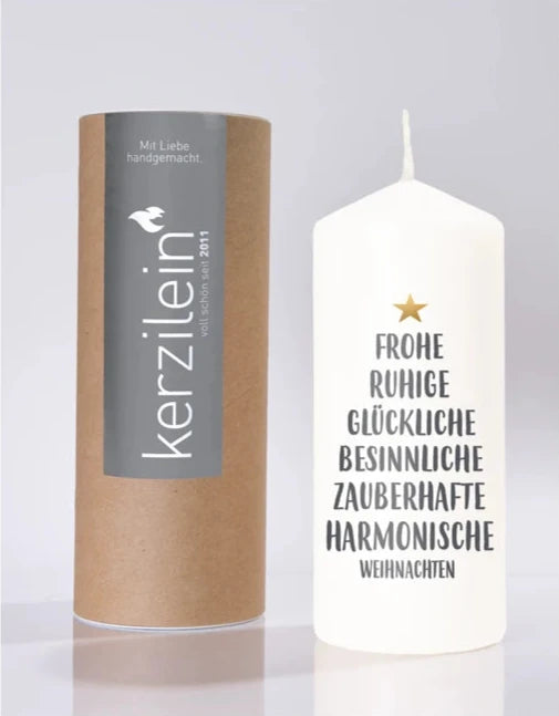 Kerzilein Weihnachten Flamme weiß/anthrazit, 18cm